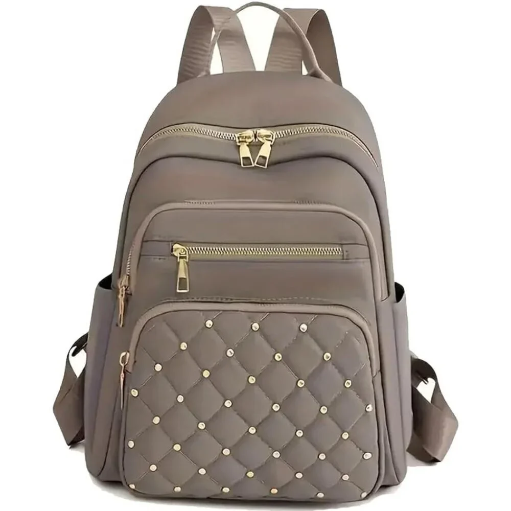 Mini Nylon Backpack for Women Lightweight Travel Purse F Khaki Small Trendy Bag